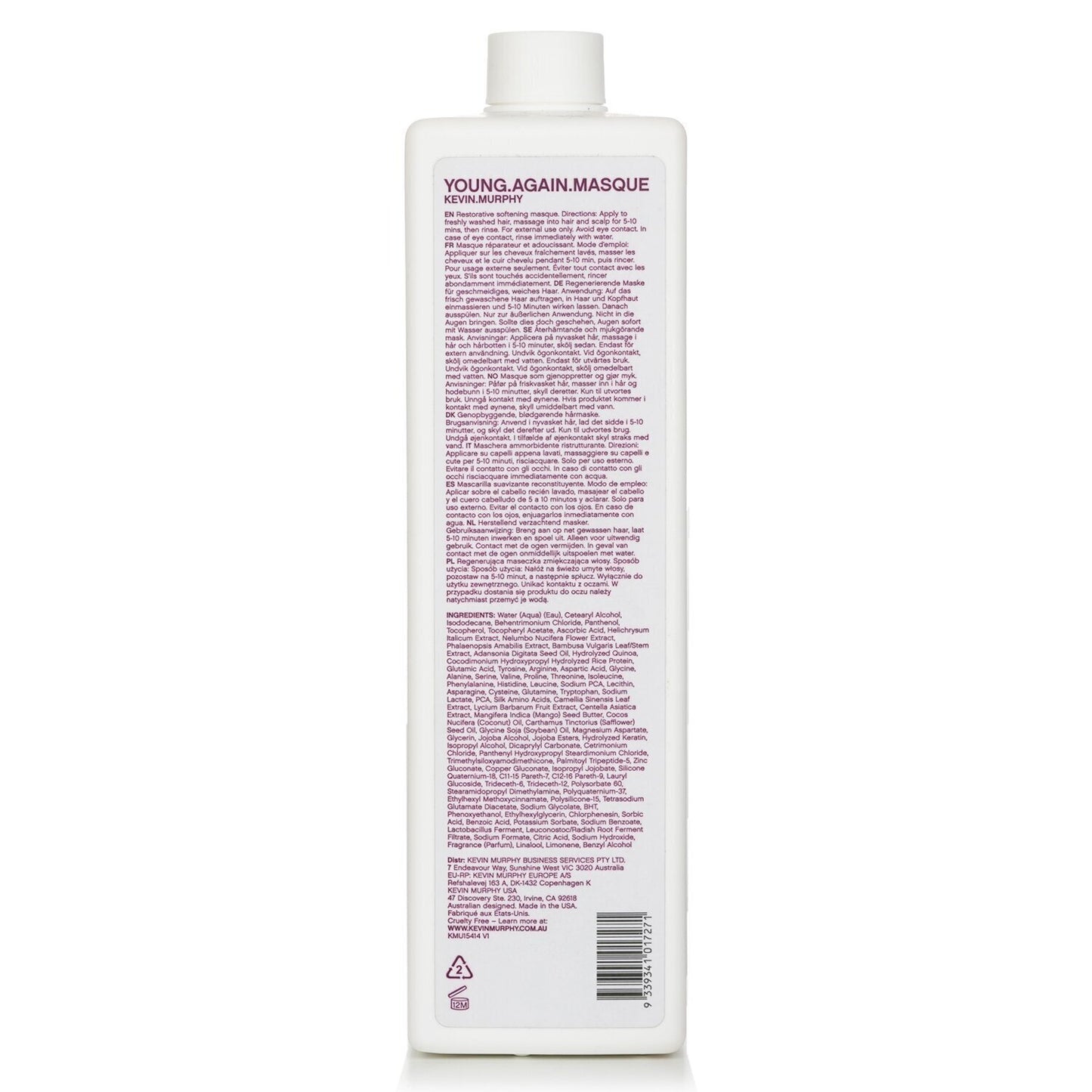 KEVIN.MURPHY - Young.Again.Masque (Immortelle and Baobab Infused Restorative Softening Masque - To Dry Damaged or Brittle Hair) KMU15414 1000ml/33.8oz